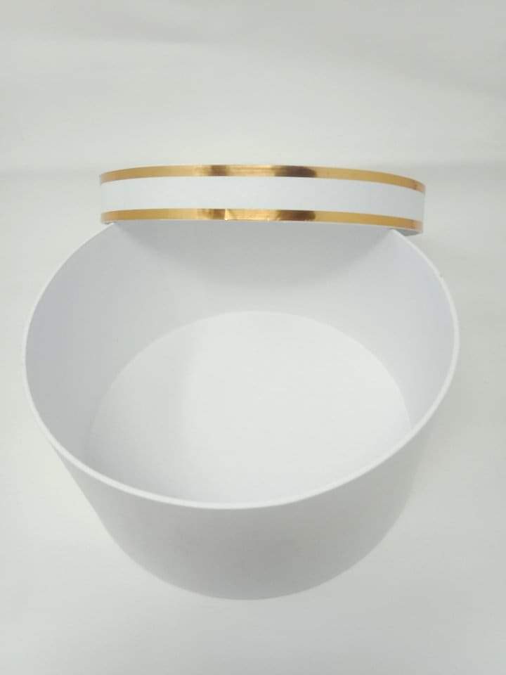 Papier Mache with Gold stripe (White)